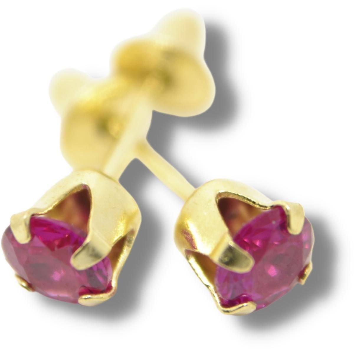 Brinco Infantil Solitário Zircônia Ouro 18k B023 Vrm