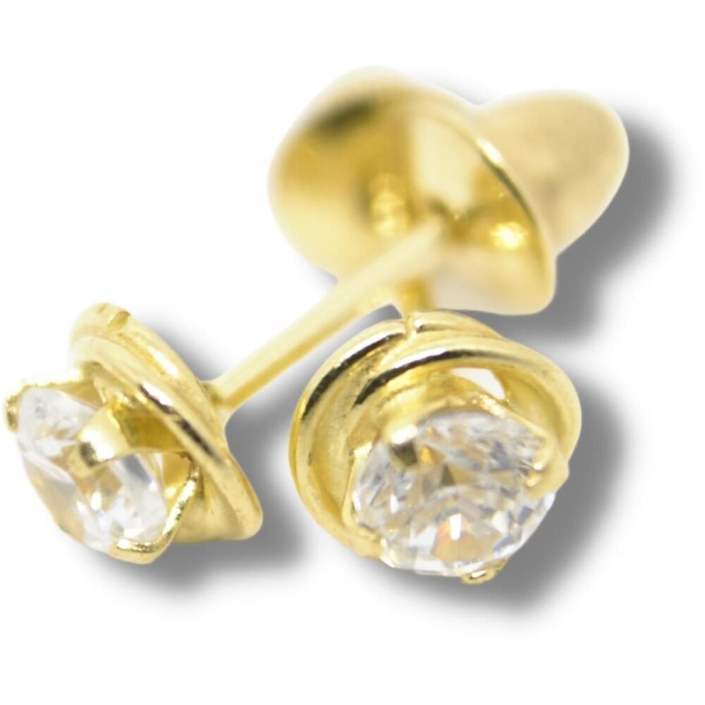 Brinco Infantil Zircônia Rococó Ouro 18k B105