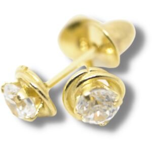 Brinco Infantil Zircônia Rococó Ouro 18k B105