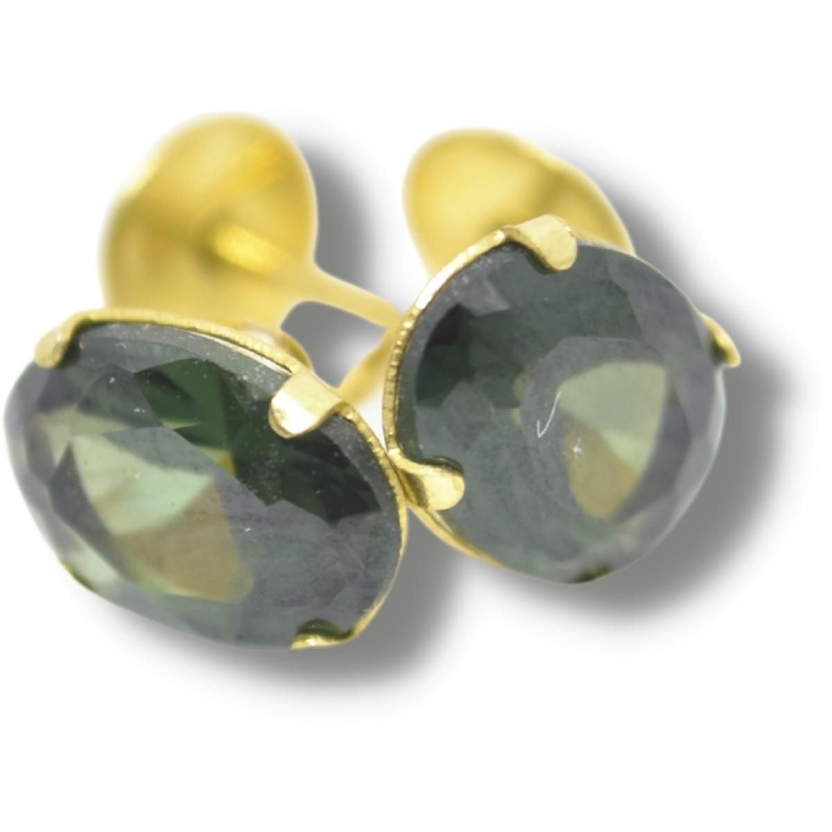 Brinco Infantil Zircônia Verde Ouro 18k B143 Vrd