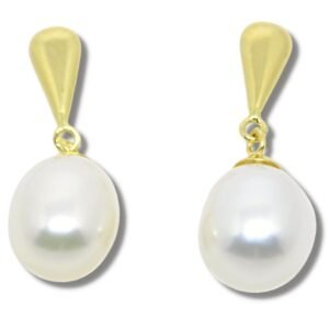 Brinco Pingente Gota Pérola 7,5mm Ouro 18k B100