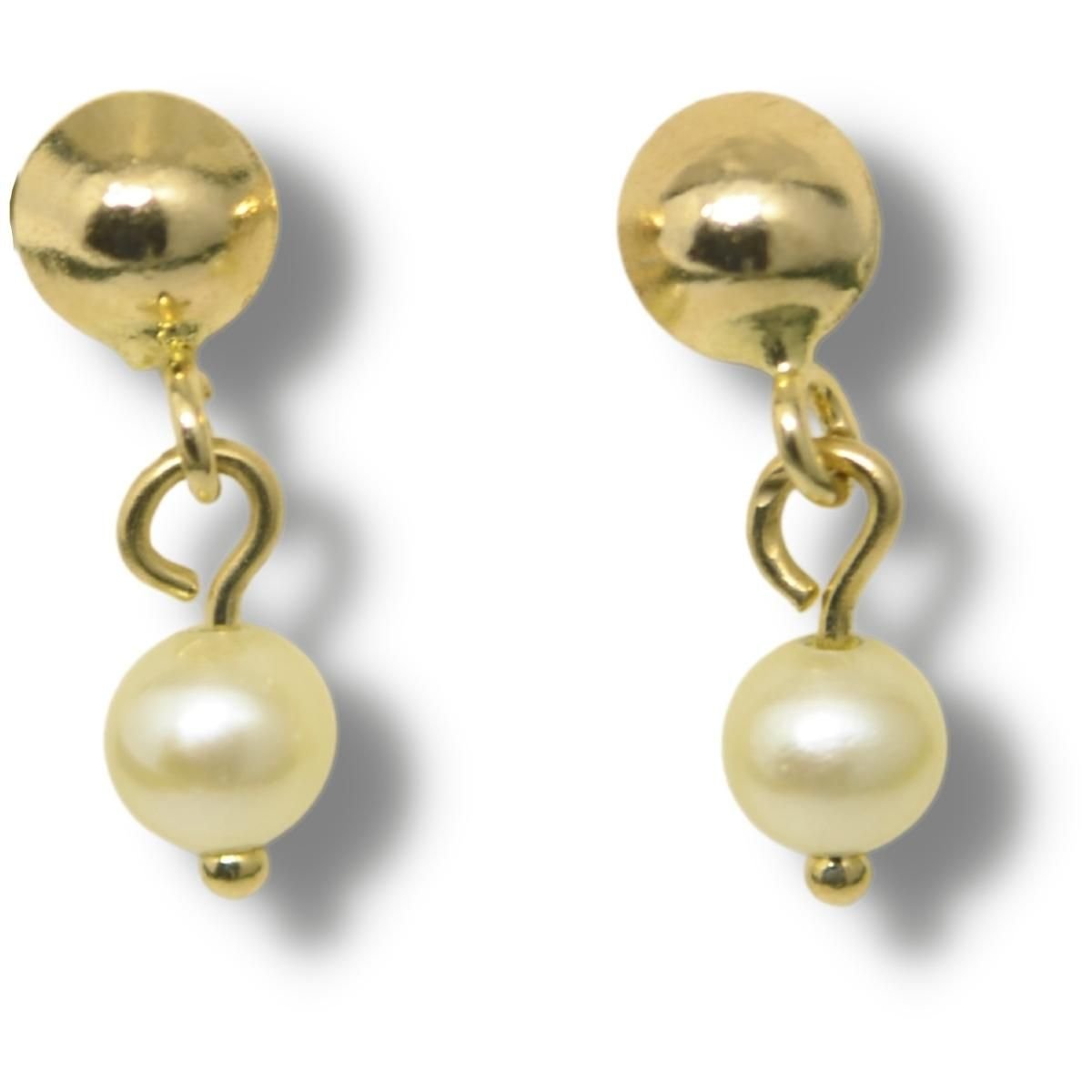 Brinco Pérola Pingente 3mm Ouro 18k B052