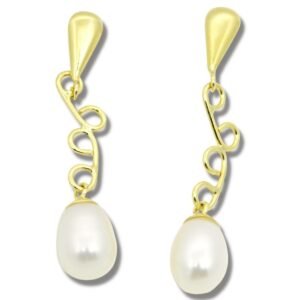 Brinco Pérola Pingente 6mm Ouro 18k B198