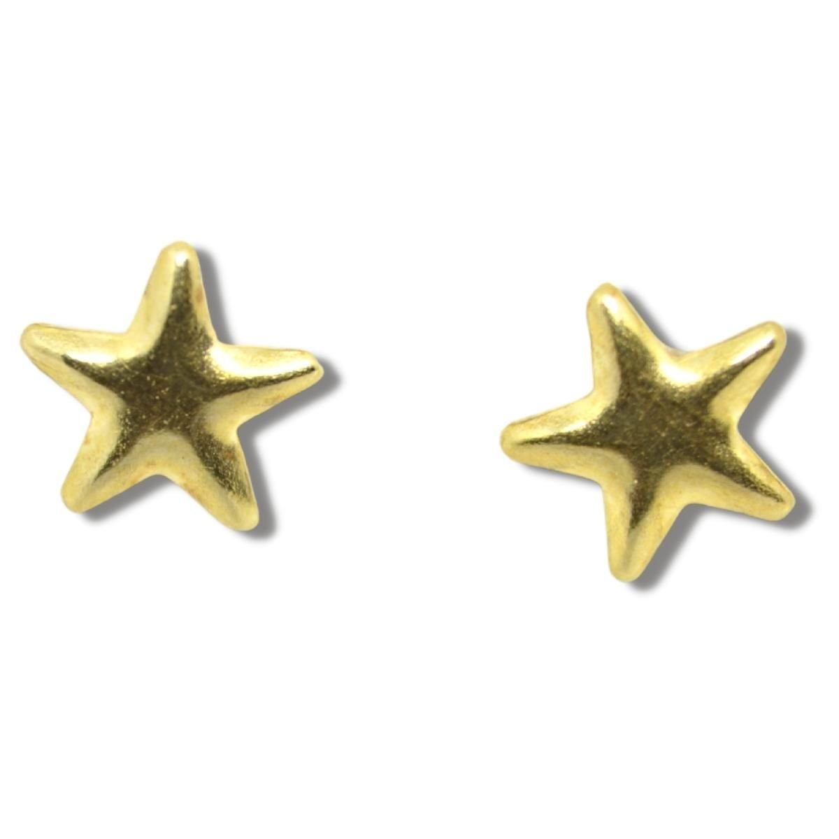 Brinco Infantil Bebê Estrela 4mm Ouro 18k B619