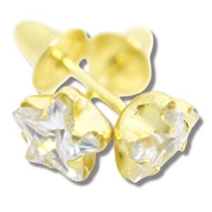 Brinco Infantil Bebê Estrela Zircônia Ouro 18k B701