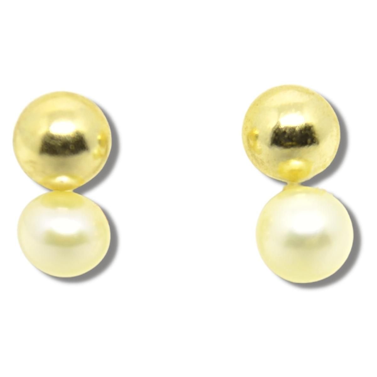 Brinco Romeu e Julieta Pérola 3mm Ouro 18k B211