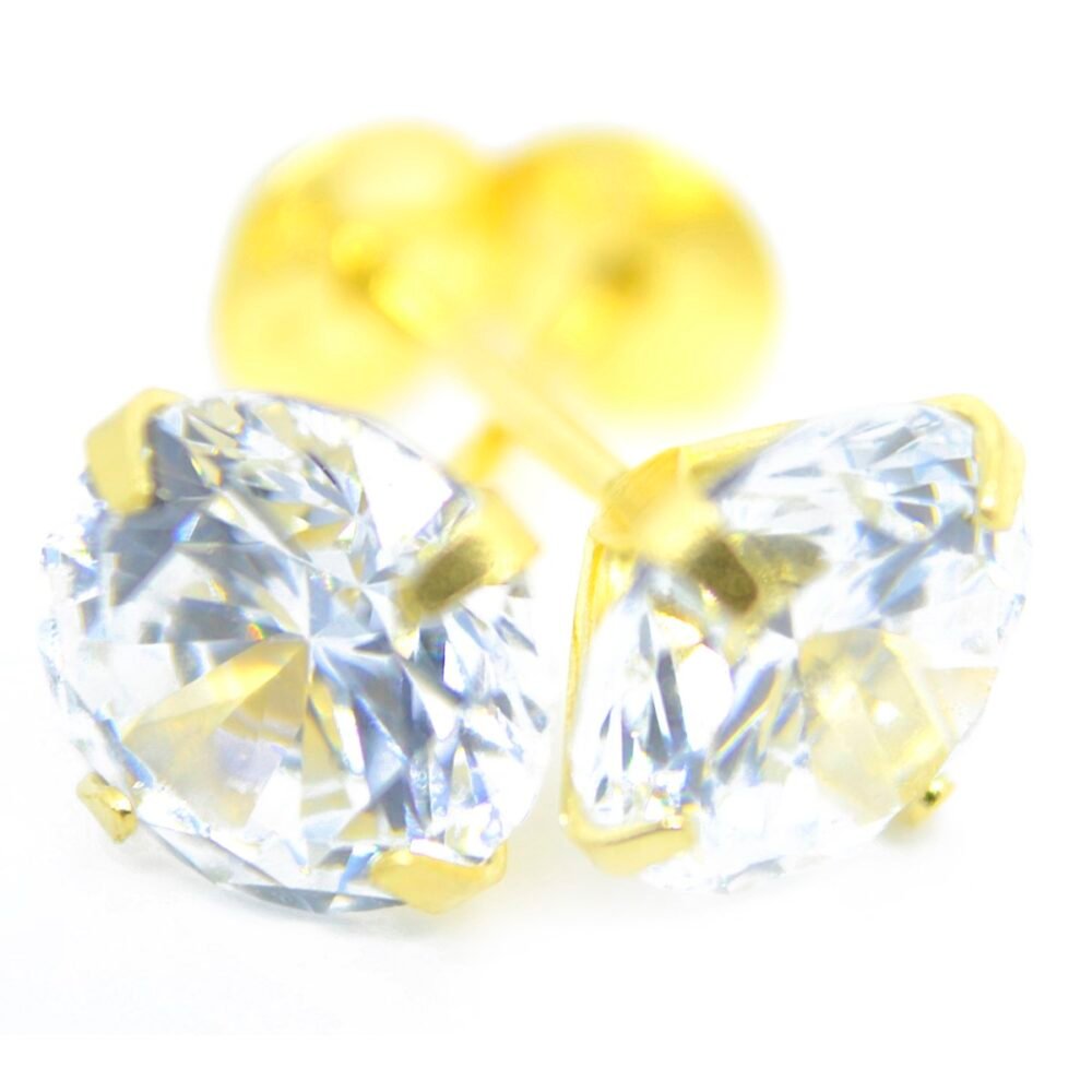 Brinco Solitário Zircônia 6mm Masculino ou Feminino Ouro 18k B711 - Image 2
