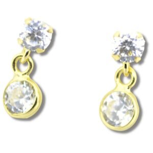 Brinco Zircônia e Pingente Ouro 18k B053