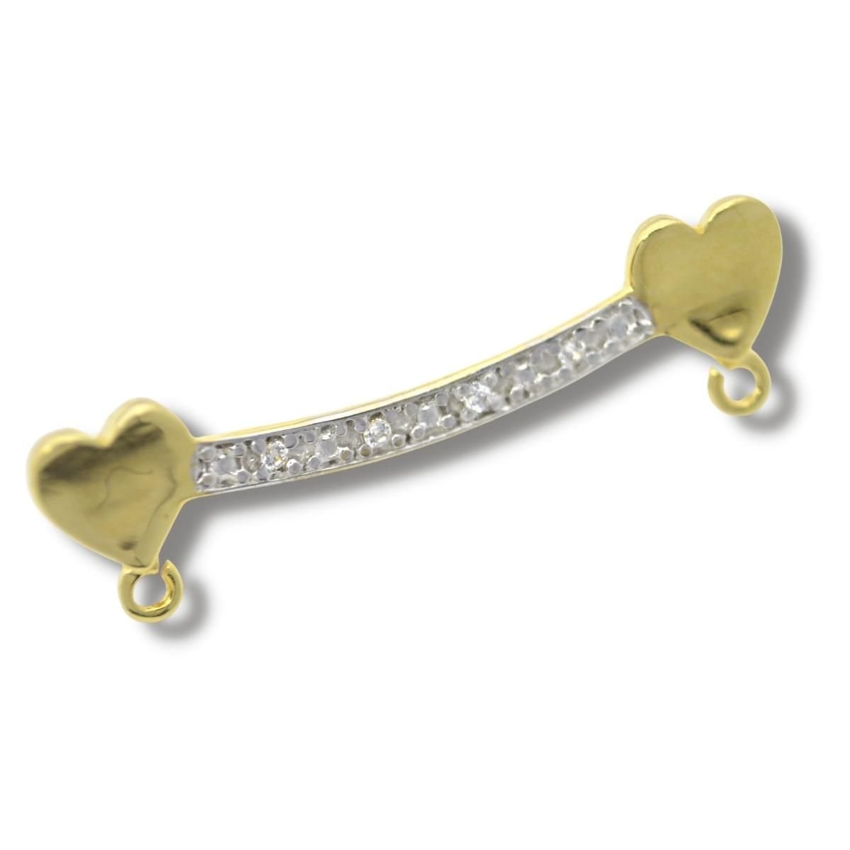 Canga Para 2 Pingentes Zircônia Ouro Branco 18k P342