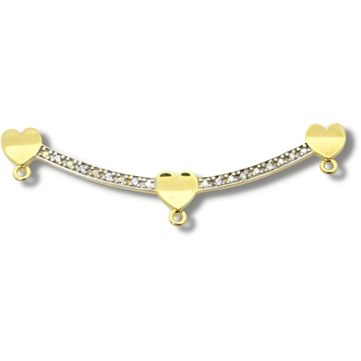 Canga Para 3 Pingentes Zircônia Ouro Branco 18k P341