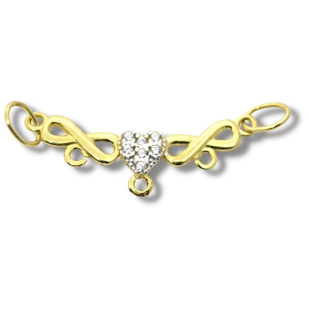 Canga Para 3 Pingentes Zircônia Ouro Branco 18k P364