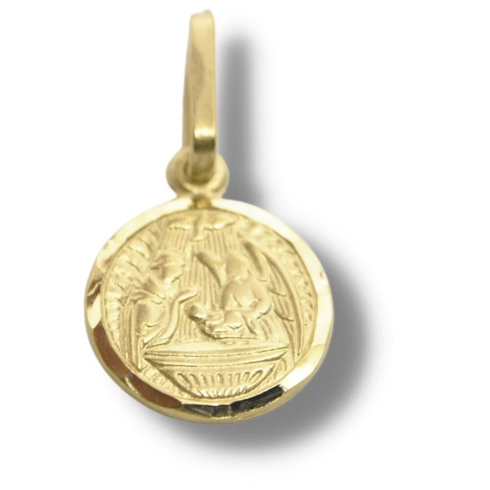 Pingente Religioso Medalha Batismo Ouro 18k P243