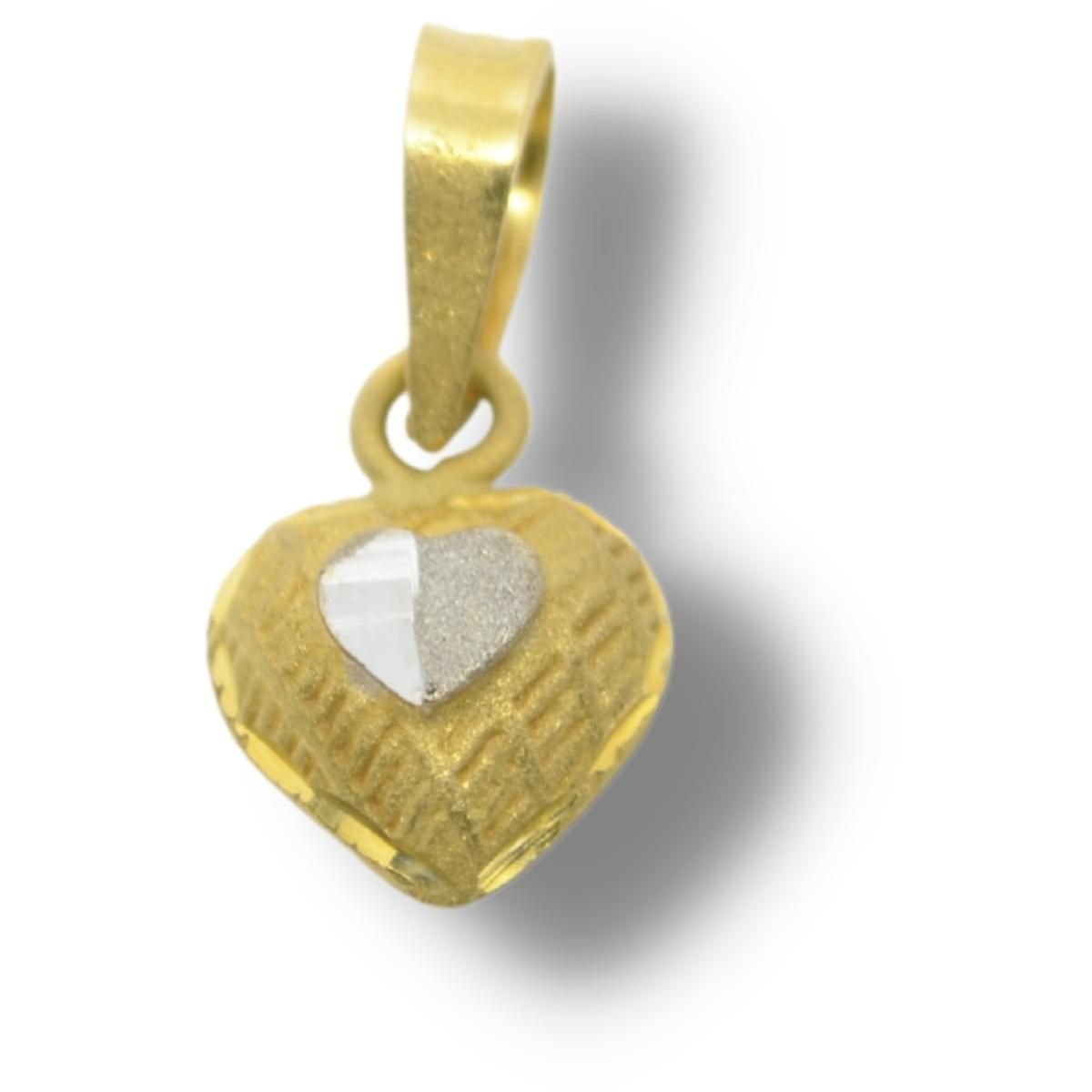 Pingente Berloque Charm Coração Ouro Branco Estampado 18k P647