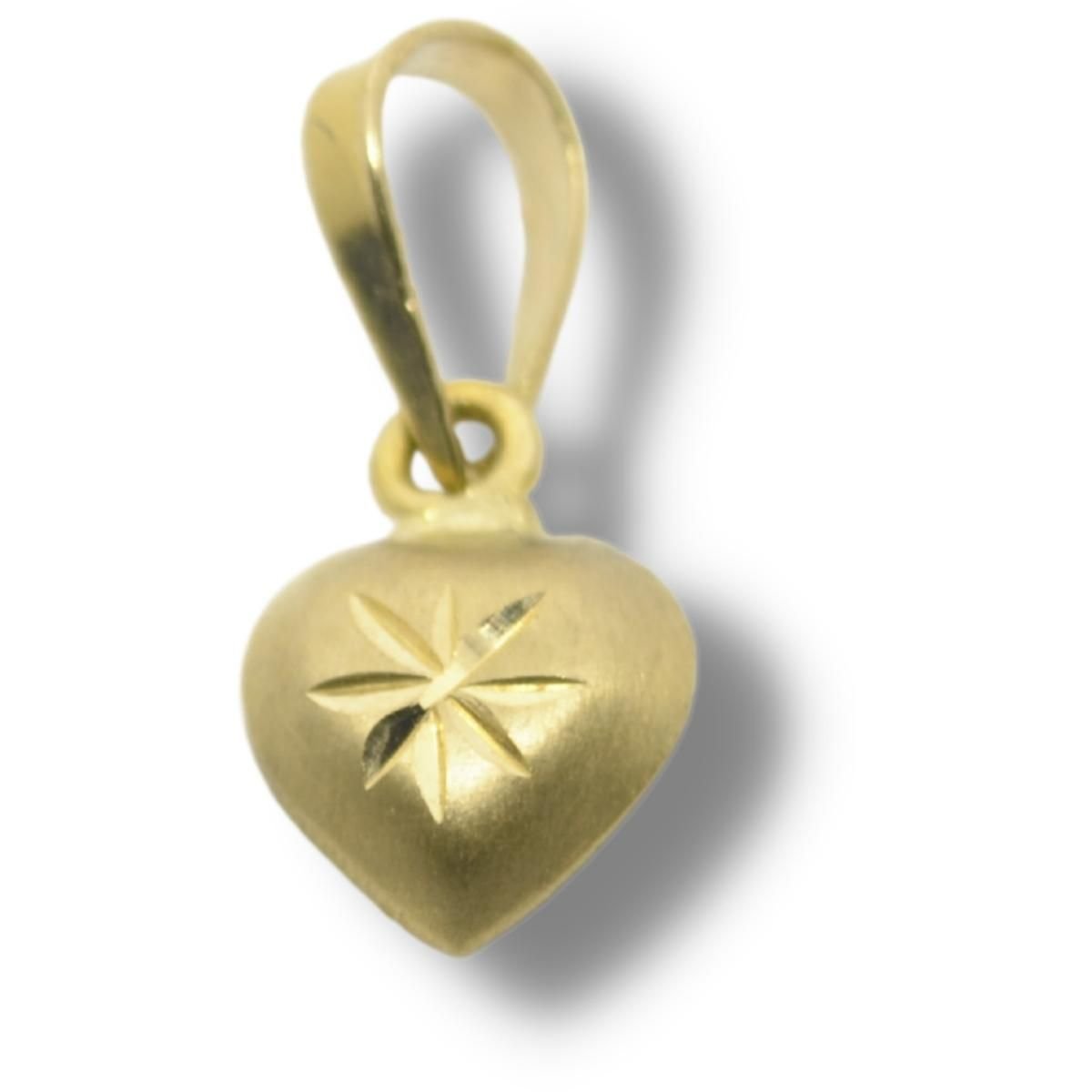 Pingente Berloque Charm Estampado Coração Ouro 18k P645