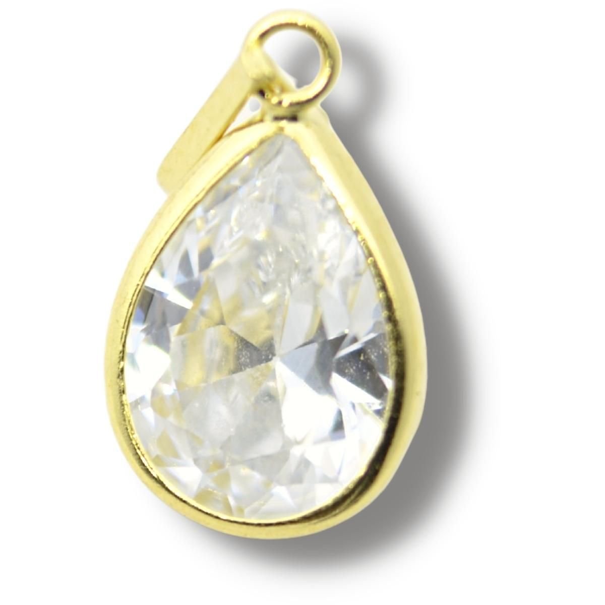 Pingente Berloque Charm Gota Pingo Zircônia Ouro 18k P616