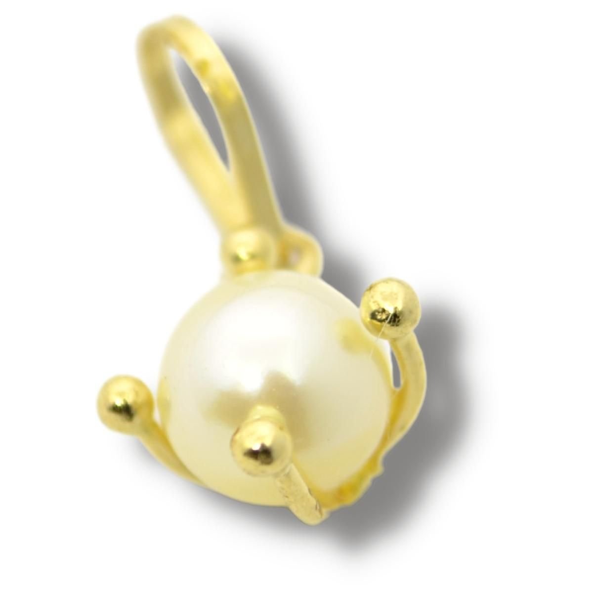 Pingente Berloque Charm Pérola Natural 5mm Ouro 18k P008
