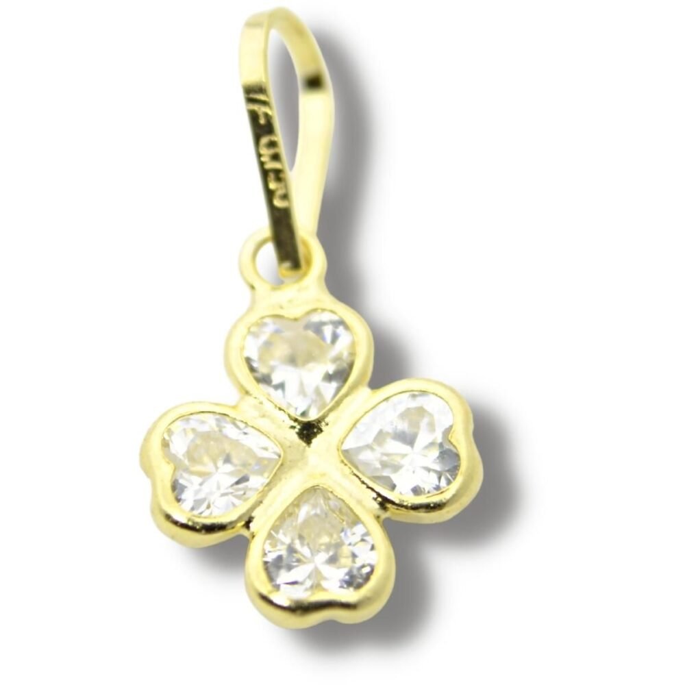 Pingente Berloque Charm Trevo Coração Ouro 18k P609