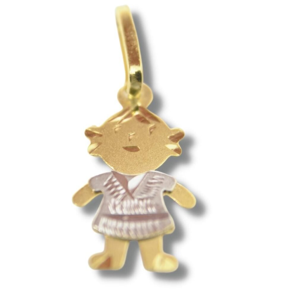 Pingente Boneca Menina Ouro Branco 18k P280