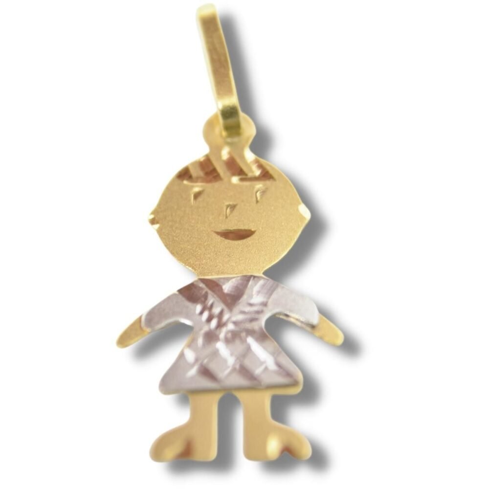 Pingente Boneco Menino Ouro Branco 18k P181