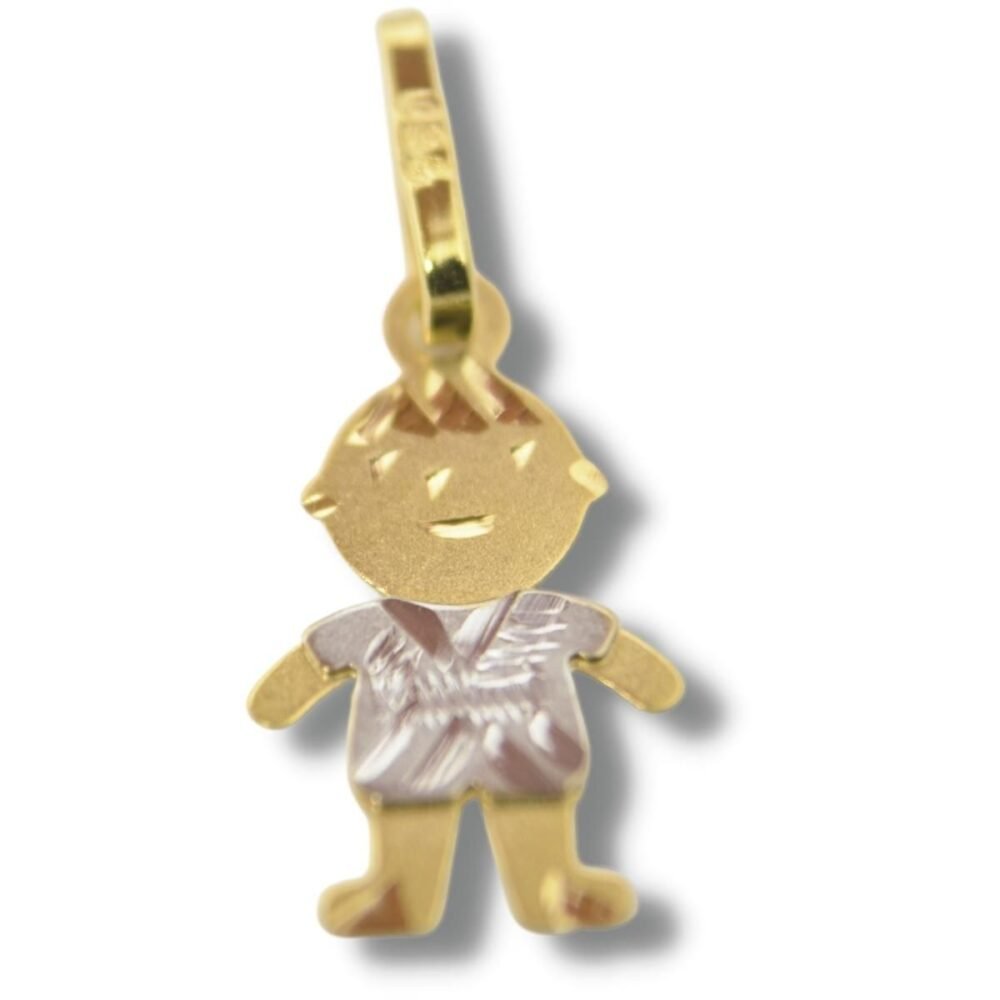 Pingente Boneco Menino Ouro Branco 18k P279