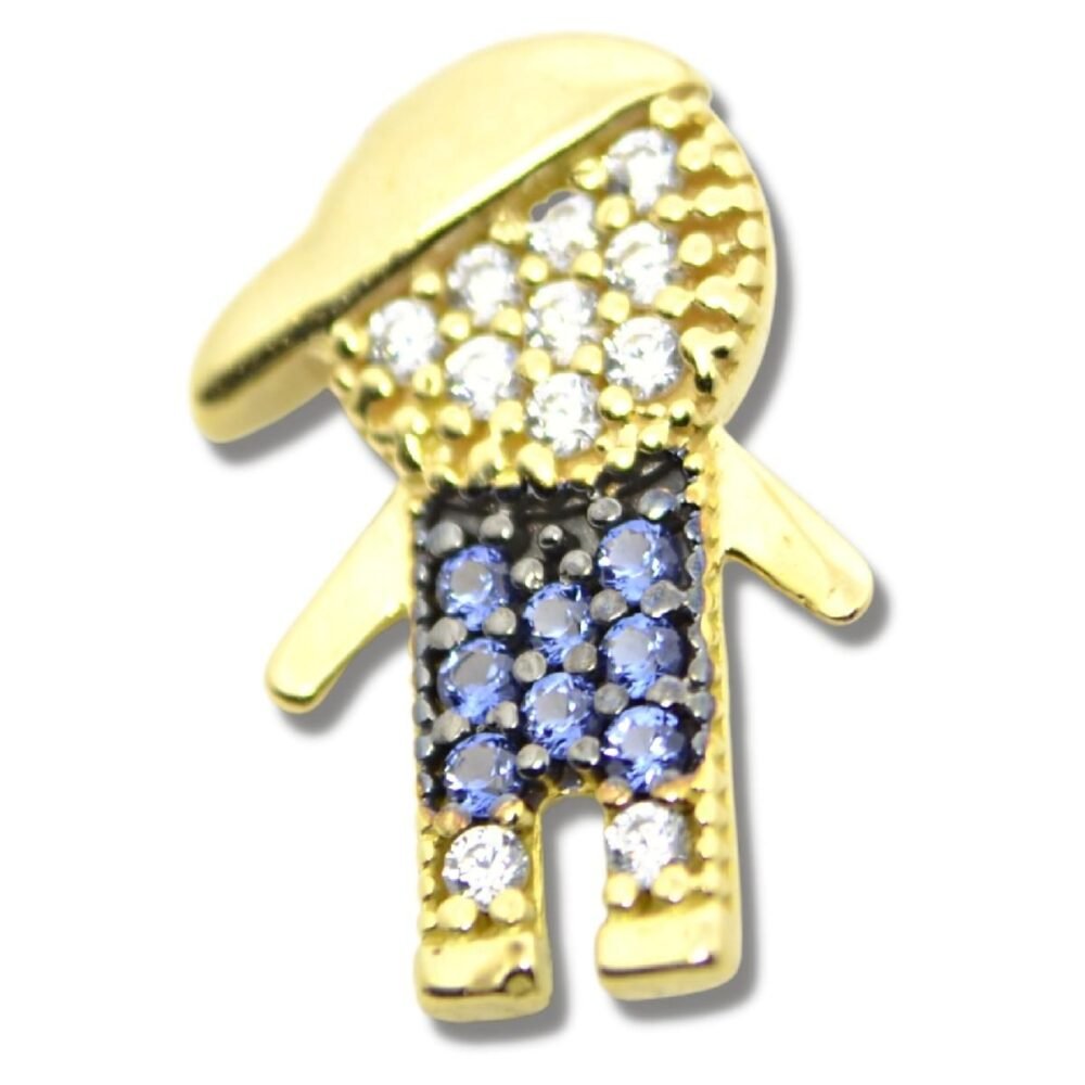 Pingente Boneco Menino Zircônia Ouro 18k P362