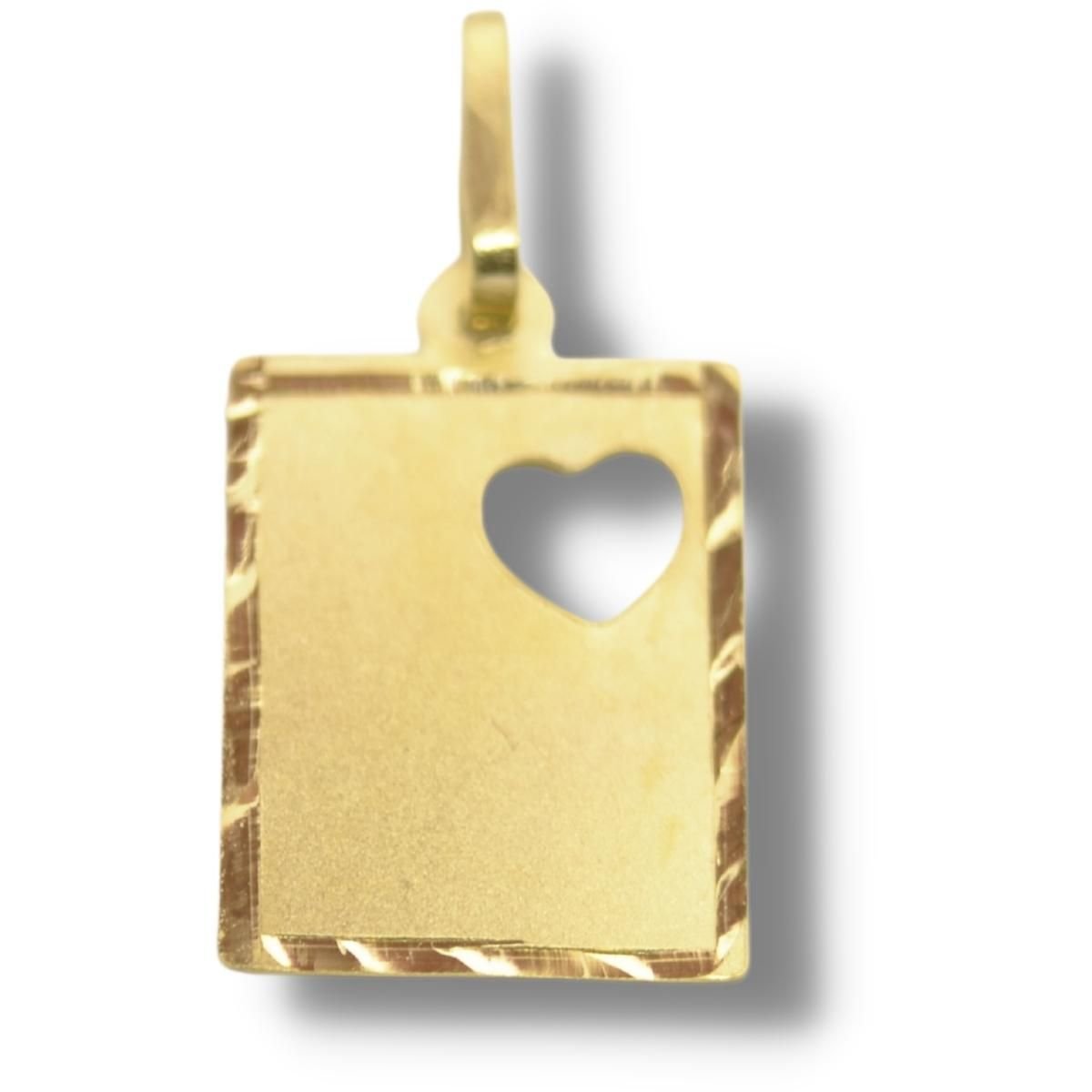 Pingente Coração Retângulo Chapa Ouro 18k P148