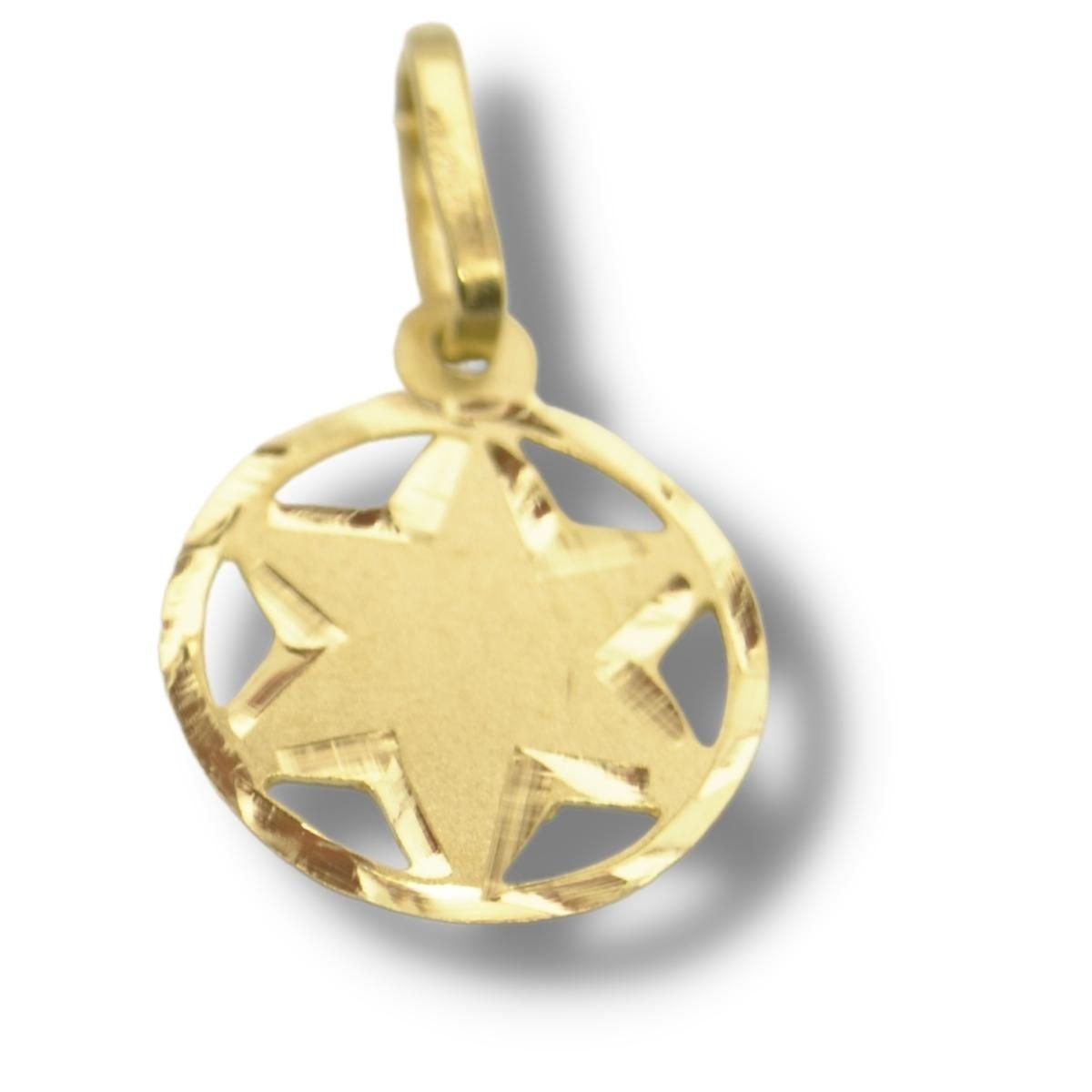 Pingente Judeu Estrela Judaica Estrela Davi Ouro 18k P274