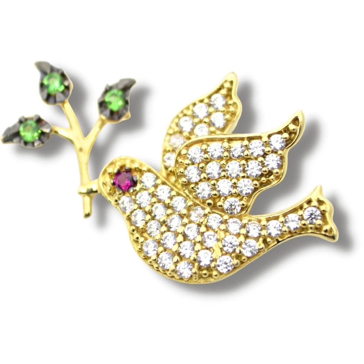 Pingente Pomba Da Paz Zircônia Ouro 18k P365