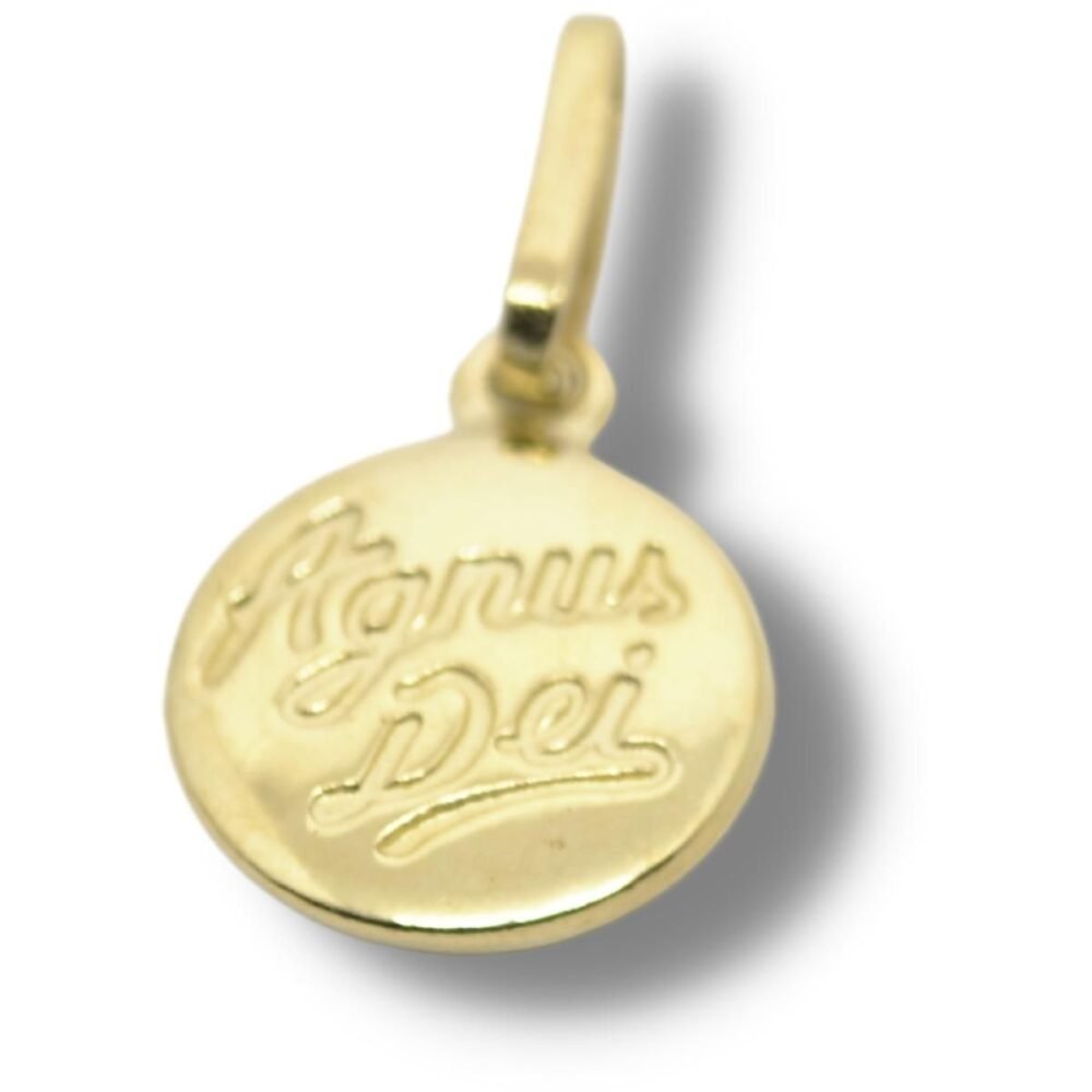 Pingente Religioso Medalha Agnus Dei Ouro 18k P521