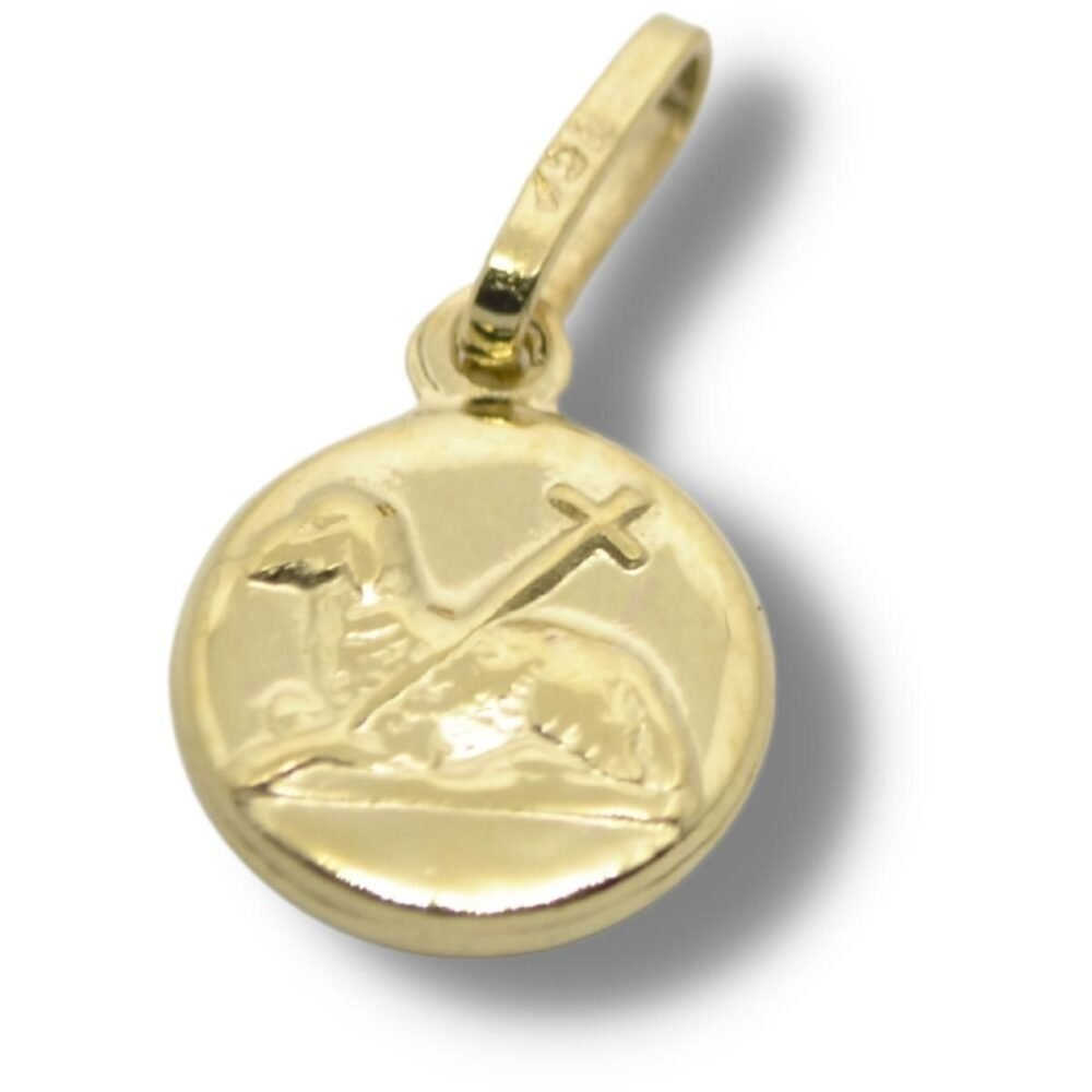 Pingente Religioso Medalha Agnus Dei Ouro 18k P521 - Image 2