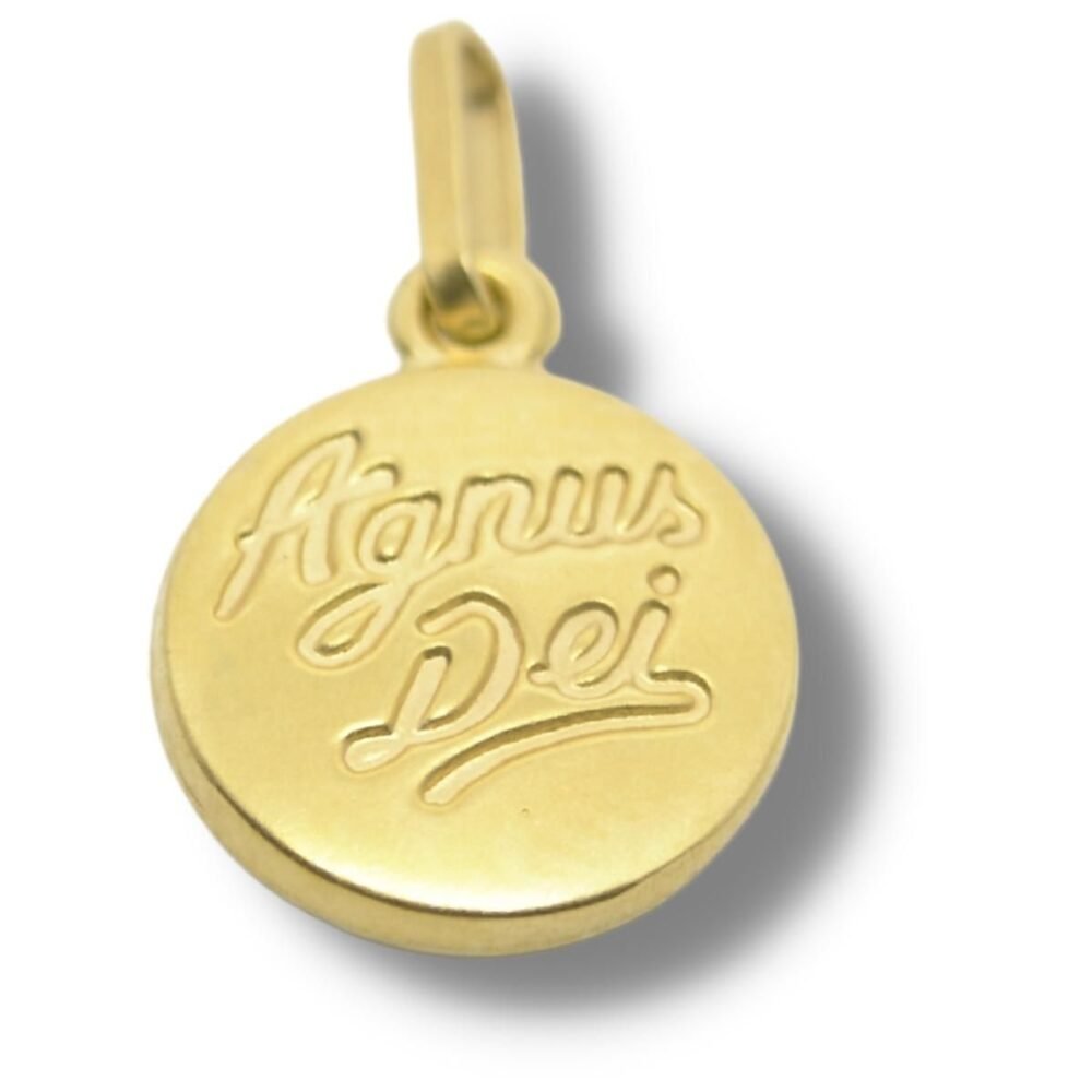 Pingente Religioso Medalha Agnus Dei Ouro 18k P522 - Image 2