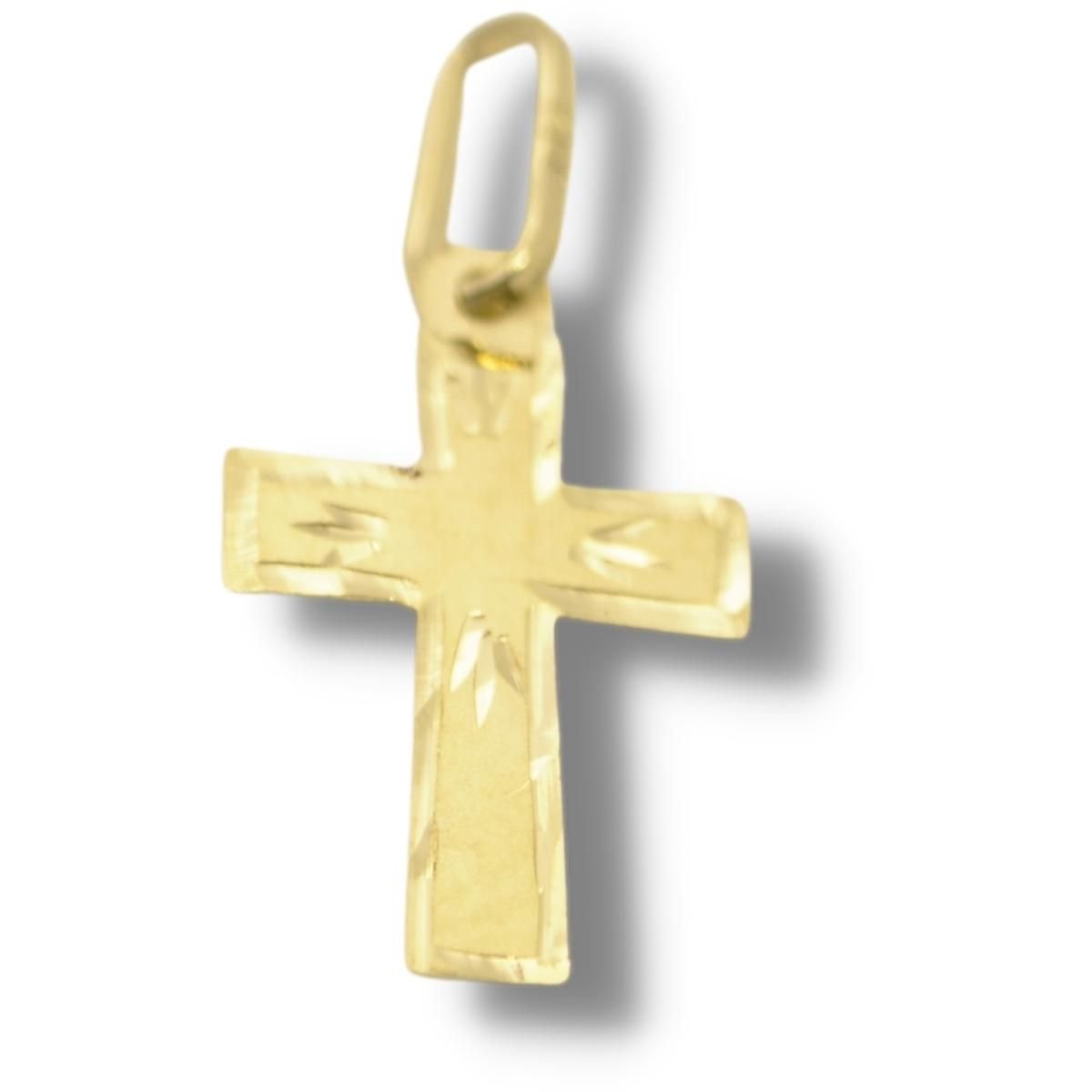 Pingente Religioso Cruz Crucifixo Chapa Ouro 18k P070