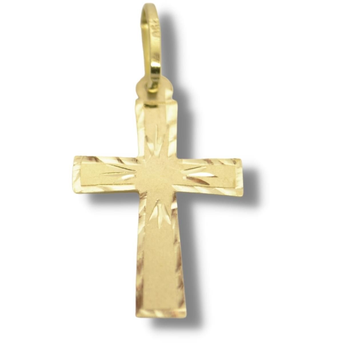 Pingente Religioso Cruz Crucifixo Chapa Ouro 18k P072