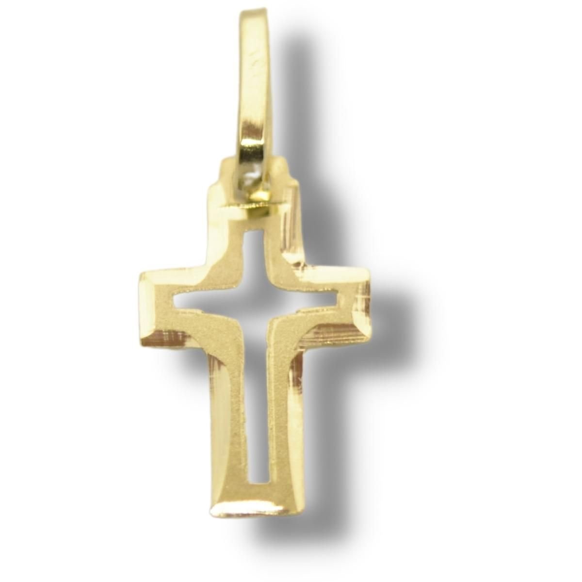 Pingente Religioso Cruz Crucifixo Chapa Ouro 18k P161