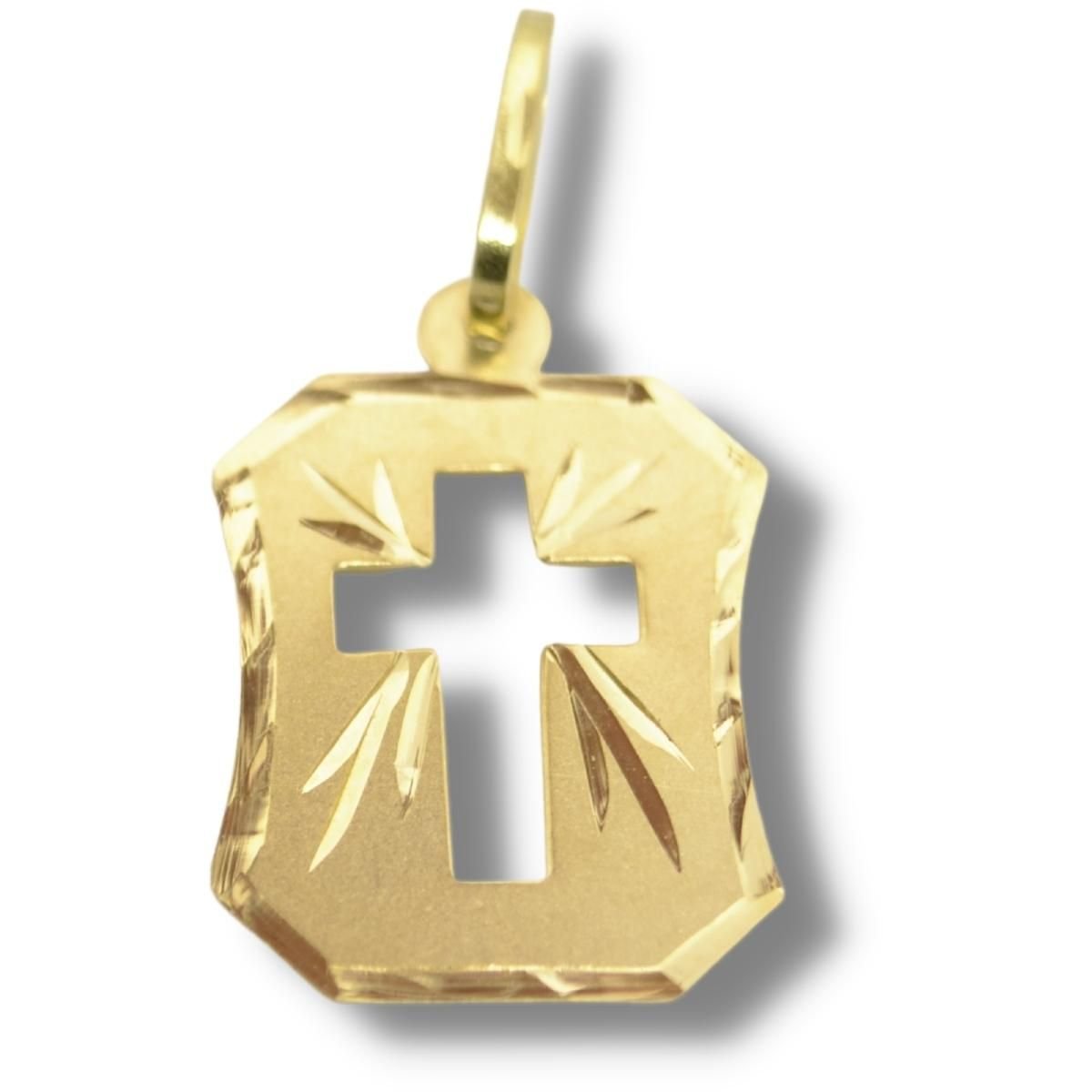 Pingente Religioso Cruz Crucifixo Chapa Ouro 18k P165