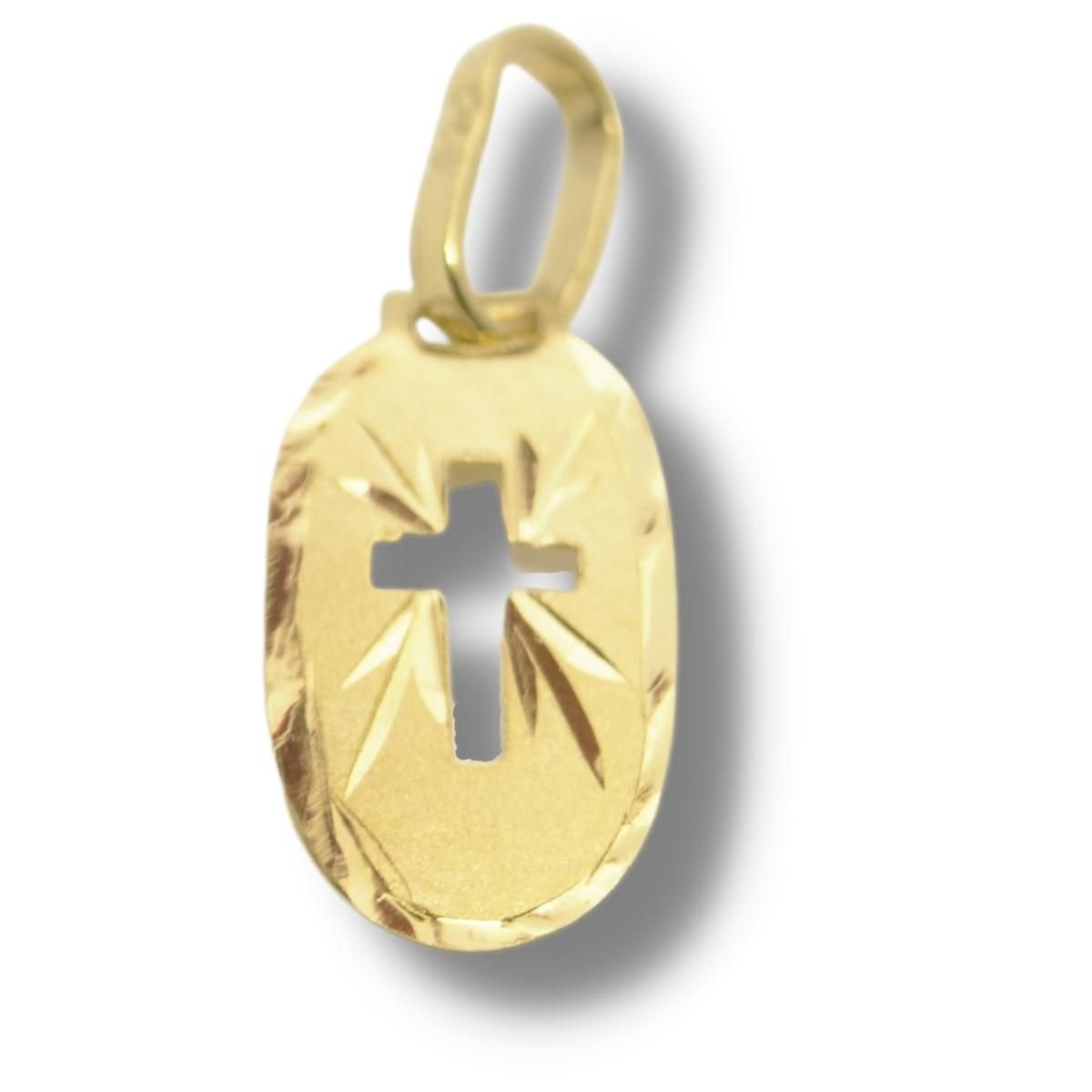 Pingente Religioso Cruz Crucifixo Chapa Ouro 18k P209