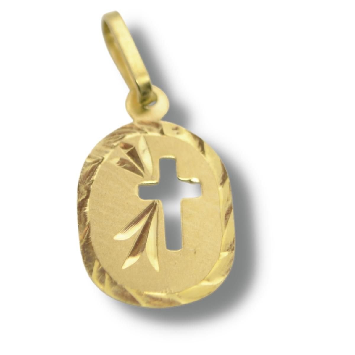 Pingente Religioso Cruz Crucifixo Chapa Ouro 18k P210
