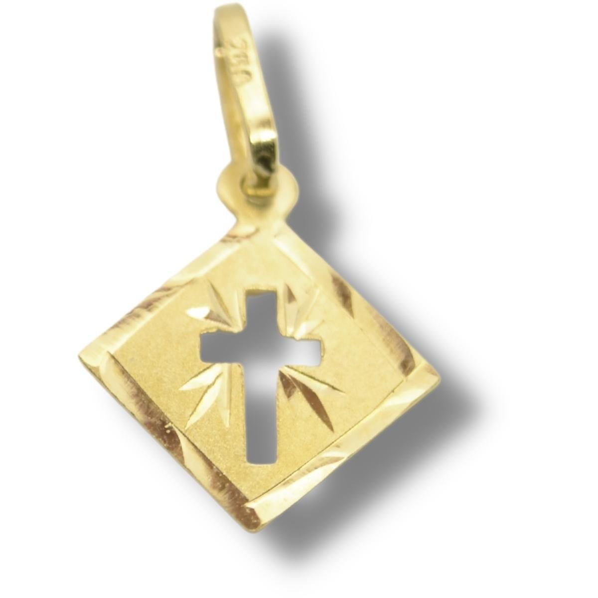 Pingente Religioso Cruz Crucifixo Chapa Ouro 18k P211