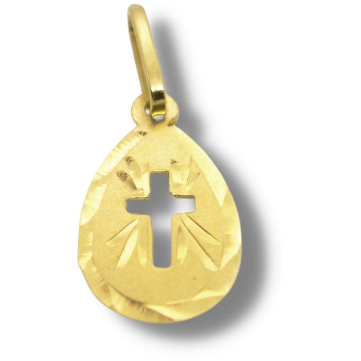 Pingente Religioso Cruz Crucifixo Chapa Ouro 18k P212