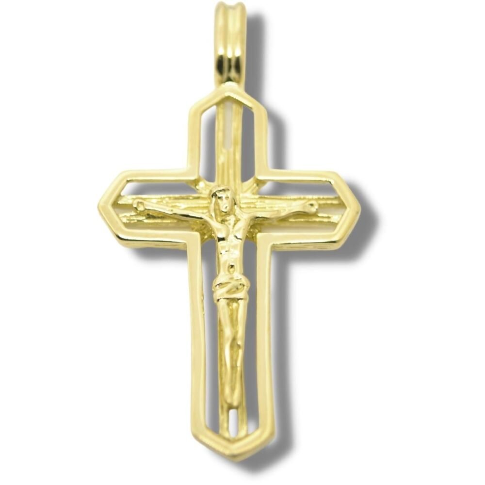 Pingente Religioso Cruz Crucifixo Ouro 18k P030