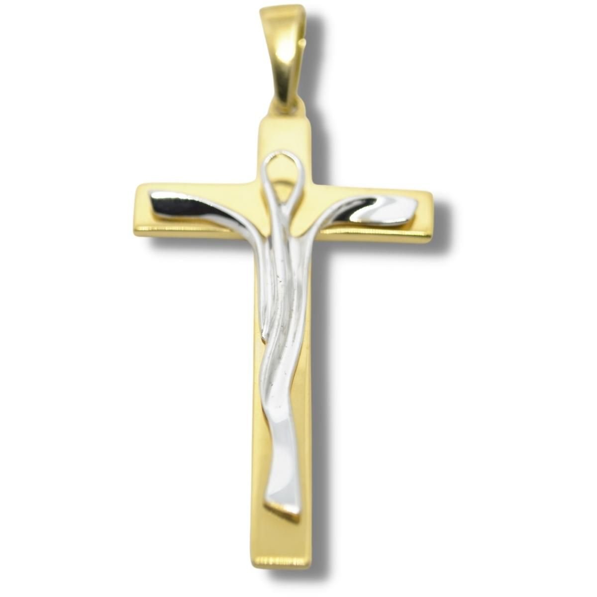 Pingente Religioso Cruz Crucifixo Ouro Branco 18k P137