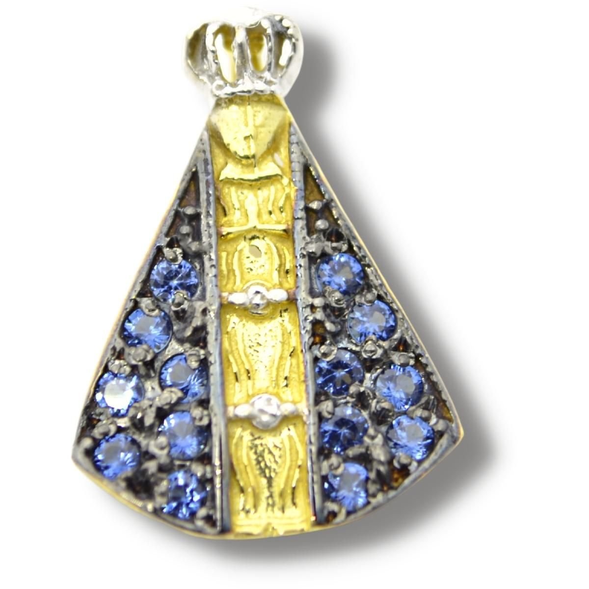 Pingente Religioso Padroeira Nossa Senhora Aparecida Zircônia Ouro 18k P073