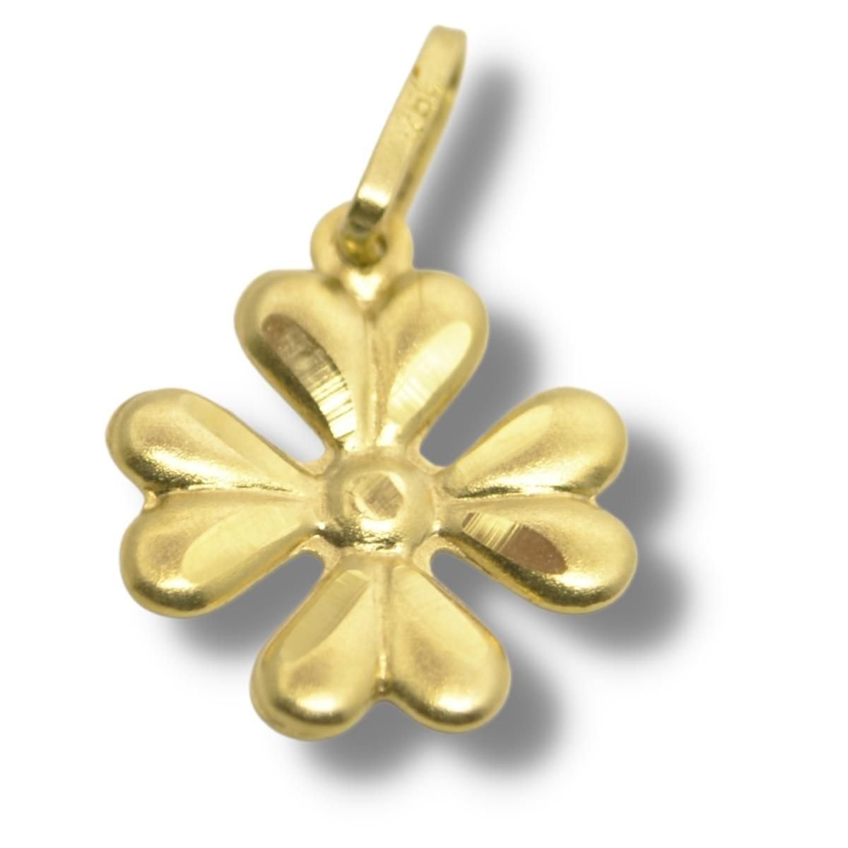 Pingente Trevo 4 Folhas Sorte Estampado Ouro 18k P306
