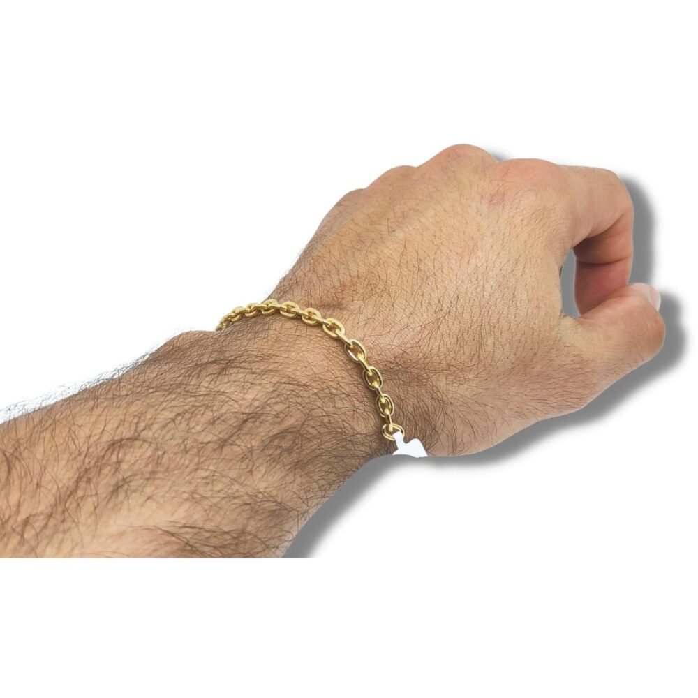 Pulseira de Ouro Masculina 20cm Elo Corrente 4.9mm 18k C0304