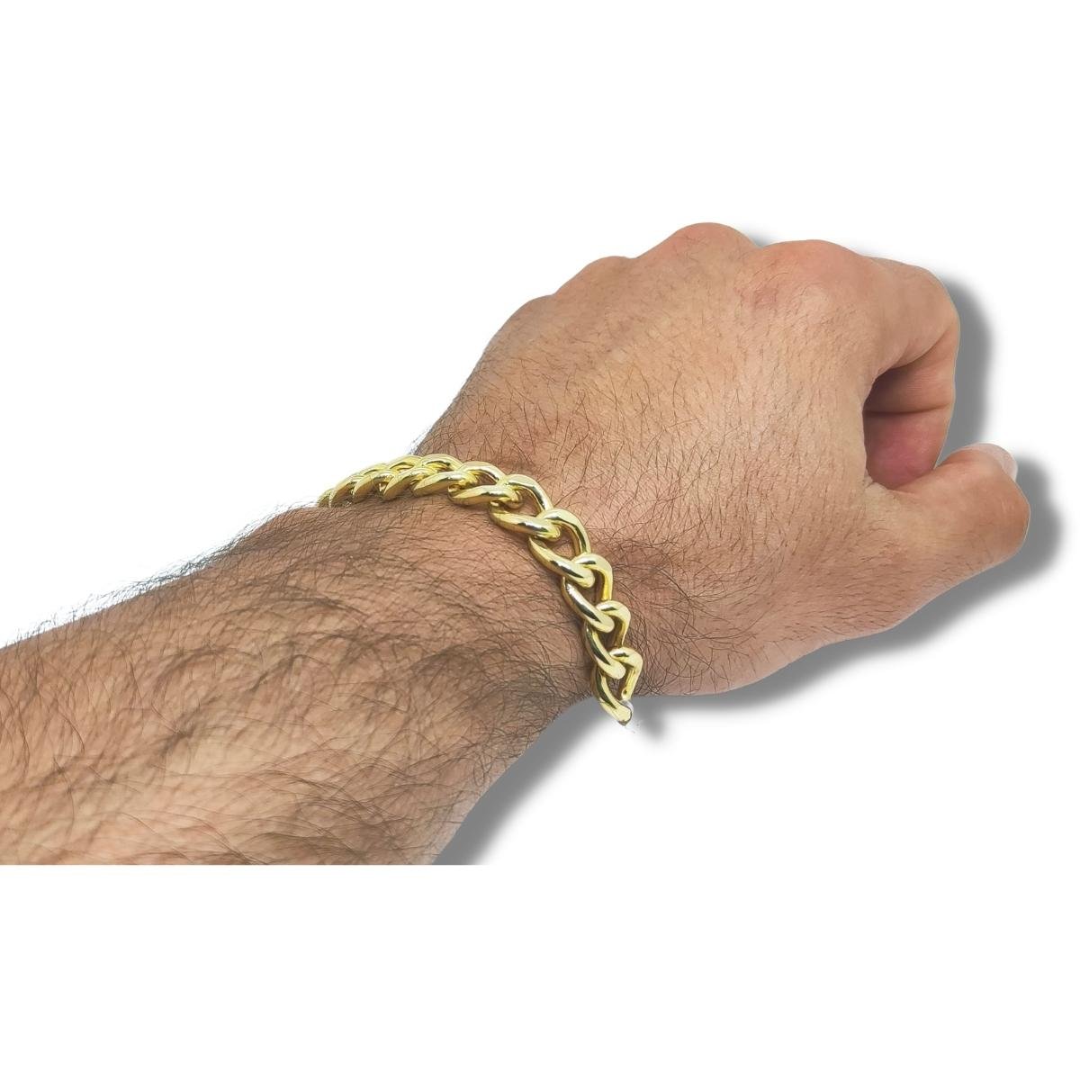 Pulseira de Ouro Masculina 20cm Elo Grumet 11,6mm 18k C0910