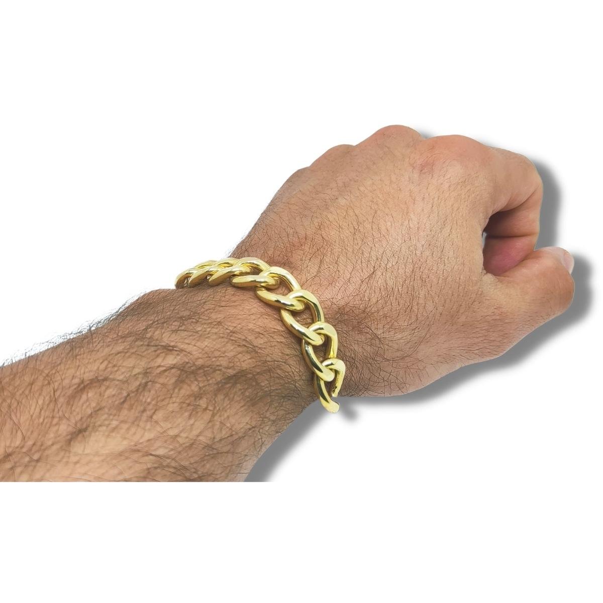 Pulseira de Ouro Masculina 20cm Elo Grumet 14,2mm 18k C1010