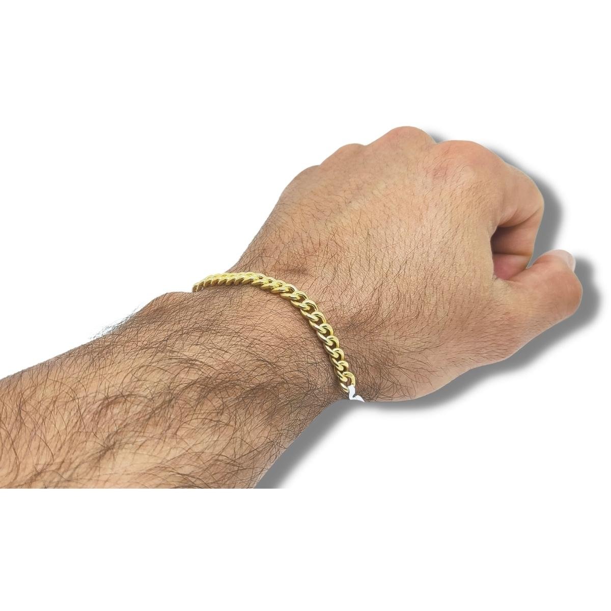 Pulseira de Ouro Masculina 20cm Elo Grumet 6mm 18k C0410