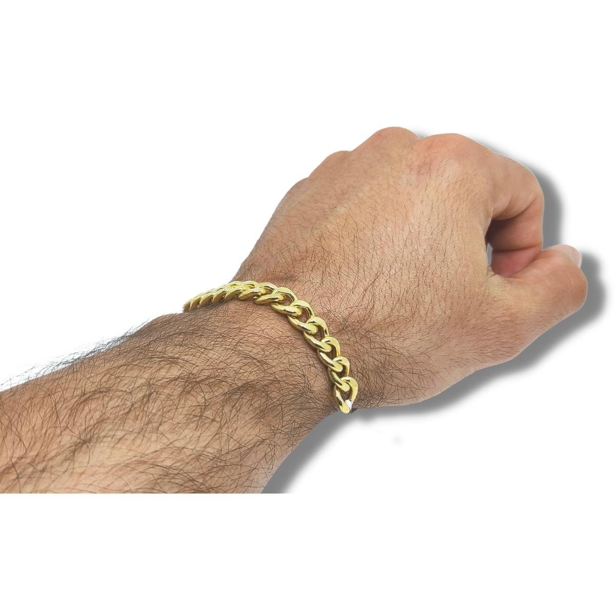 Pulseira de Ouro Masculina 20cm Elo Grumet 9,2mm 18k C0610