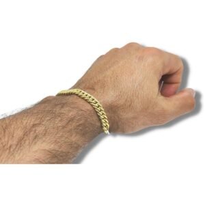 Pulseira de Ouro Masculina 20cm Francesa 8.2mm 18k C0316