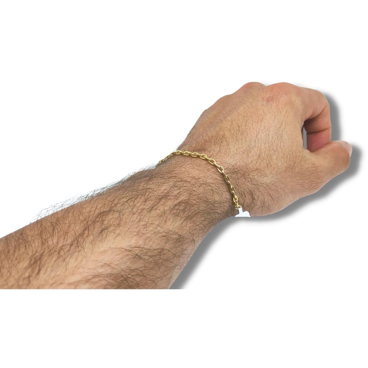 Pulseira de Ouro Masculina ou Feminina 20cm Elo Corrente 3.3mm 18k C0104